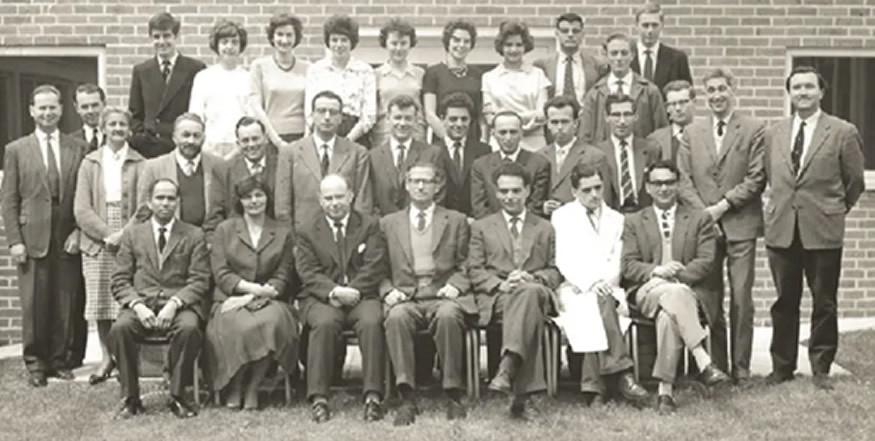 
Members of the medical Research Council Neuropshyciatric Center Carshalton.
Dr Coppen is the third from left in the front. Dr Vrba is far right in the front.